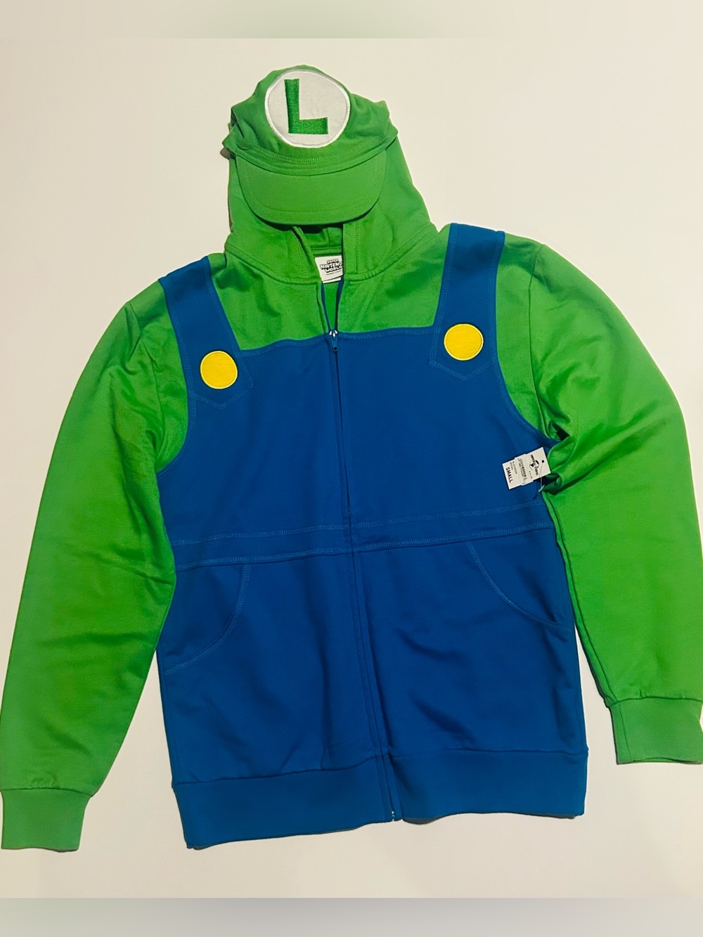 Universal Studios Super Nintendo World Luigi Zip-Up Hoodie - Blue/Green - Small